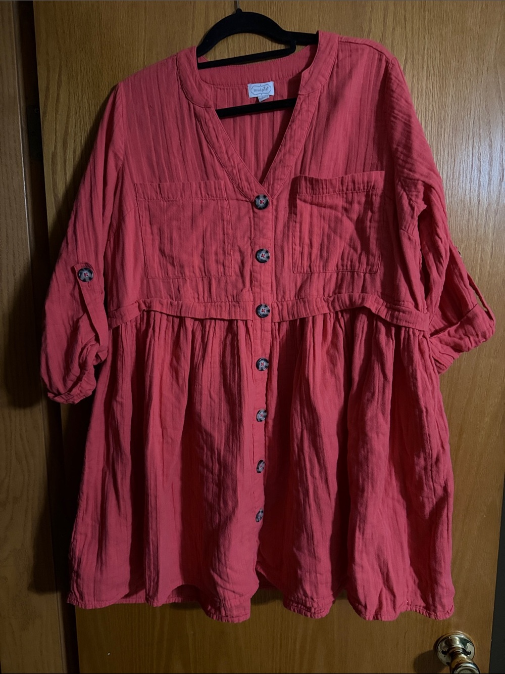 Mud Pie Coral Button-Front Tunic